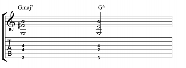 G major 7 to G Major 6