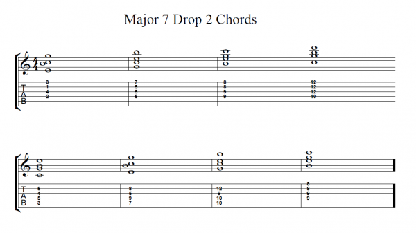 Major 7 Drop 2 Chords